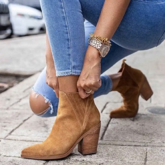 Marc Fisher Shoes - Marc Fisher Orlanda Southwestern Brown Suede Western Boho Ankle Bootie Size 9